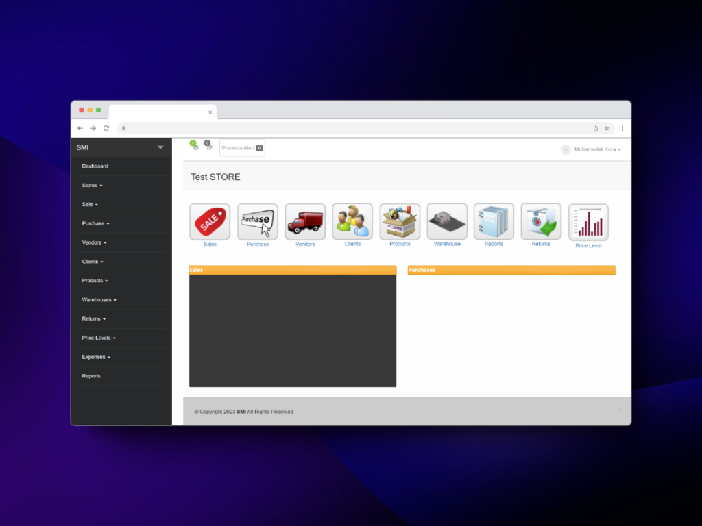 Inventory management system built by KURA CORP, warehouse and sales screens